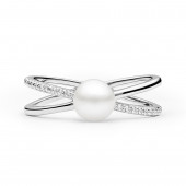 Inel cu perla naturala alba si cristale din argint DiAmanti SK21240R_W-G